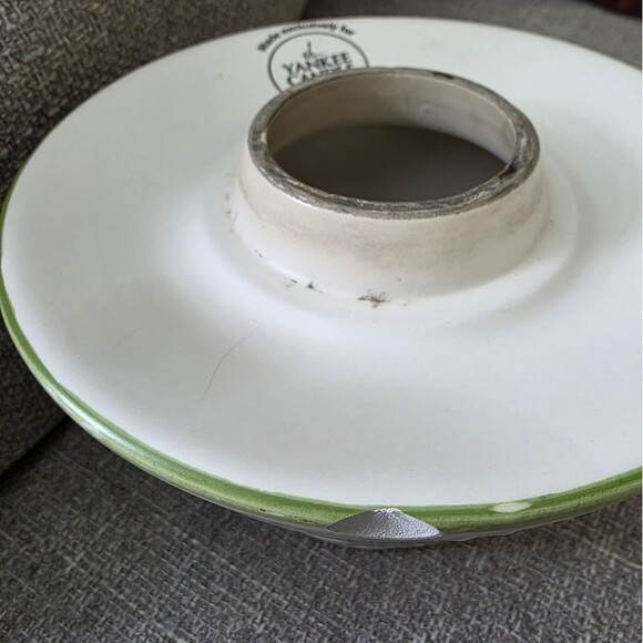 Yankee Candle Large Jar Shade & Plate Queen Anne Flowers Bees Etched Flaws - Picture 11 of 15